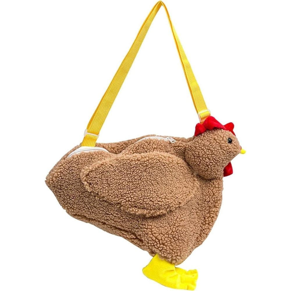 Chicken Purse Cute Chicken Bag Fluffy Hen Shoulder Plush Handbag Crossbody :)